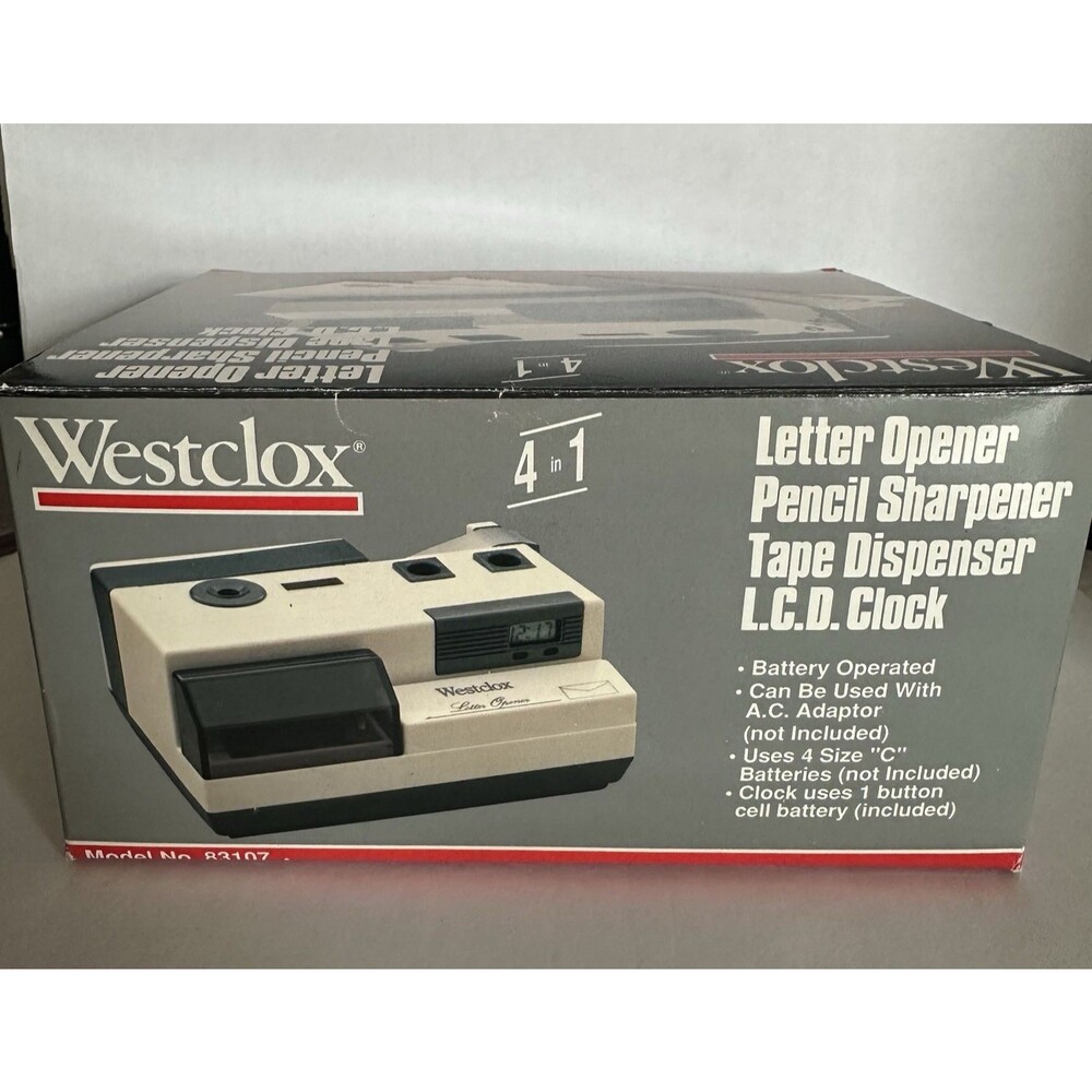 Vintage Westclox 4 in 1 Letter Opener Pencil Sharpener Tape Dispenser LCD Clock - Picture 12 of 16